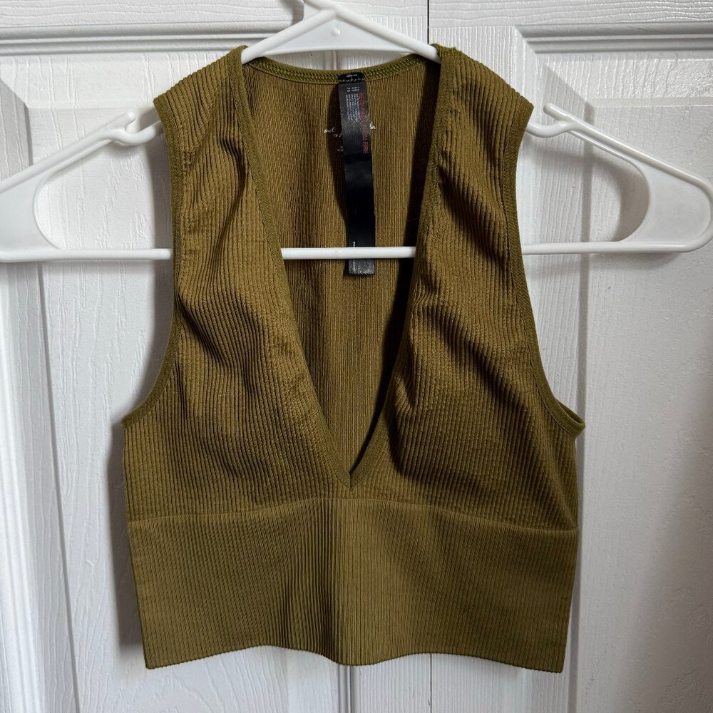 Out From Under - Urban Outfitters - Ribbed Olive Green Bralette Crop Top - Small